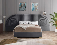Load image into Gallery viewer, Cleo Grey Velvet King Bed (3 Boxes)