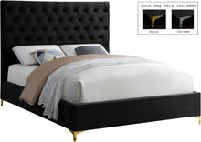 Load image into Gallery viewer, Cruz Black Velvet Queen Bed