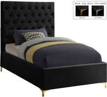 Load image into Gallery viewer, Cruz Black Velvet Twin Bed