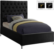 Load image into Gallery viewer, Cruz Black Velvet Twin Bed