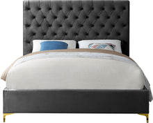 Load image into Gallery viewer, Cruz Grey Velvet Queen Bed