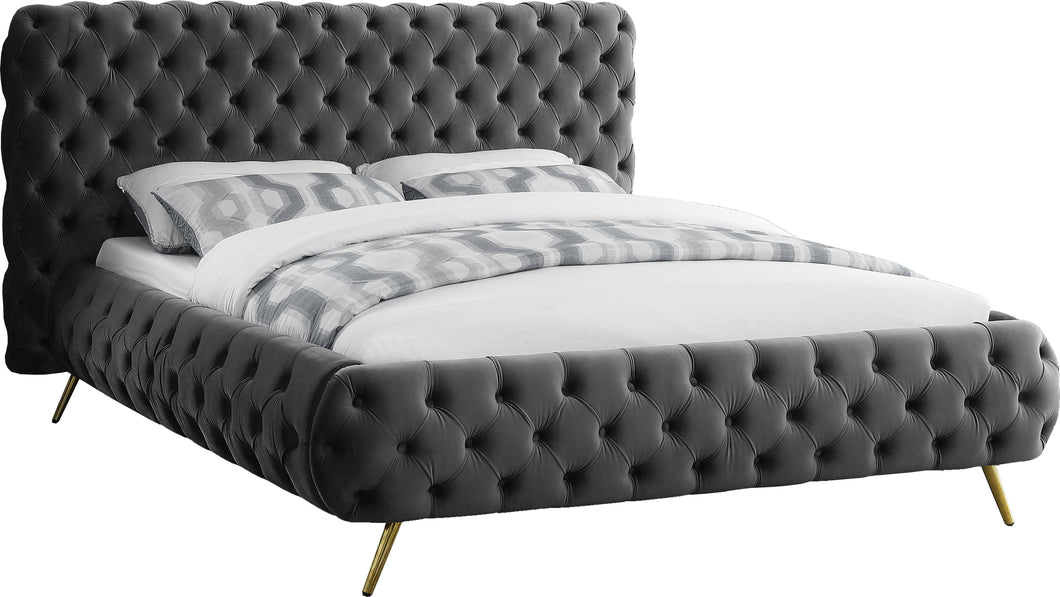 Delano Grey Velvet King Bed