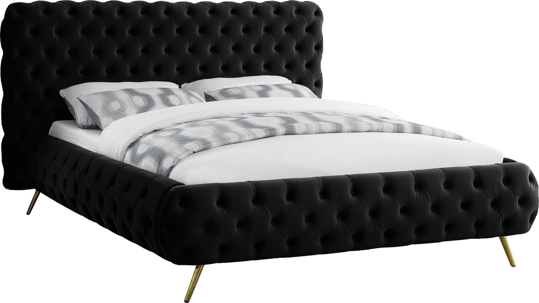 Delano Black Velvet Queen Bed