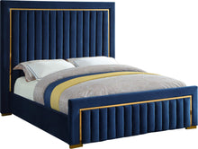 Load image into Gallery viewer, Dolce Navy Velvet Queen Bed (3 Boxes)