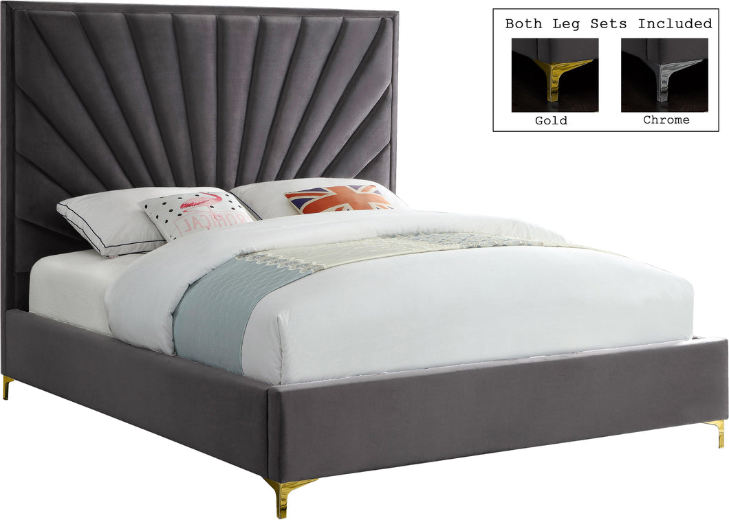 Eclipse Grey Velvet Full Bed