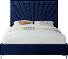 Load image into Gallery viewer, Eclipse Navy Velvet Queen Bed