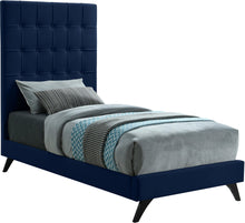 Load image into Gallery viewer, Elly Navy Velvet Twin Bed
