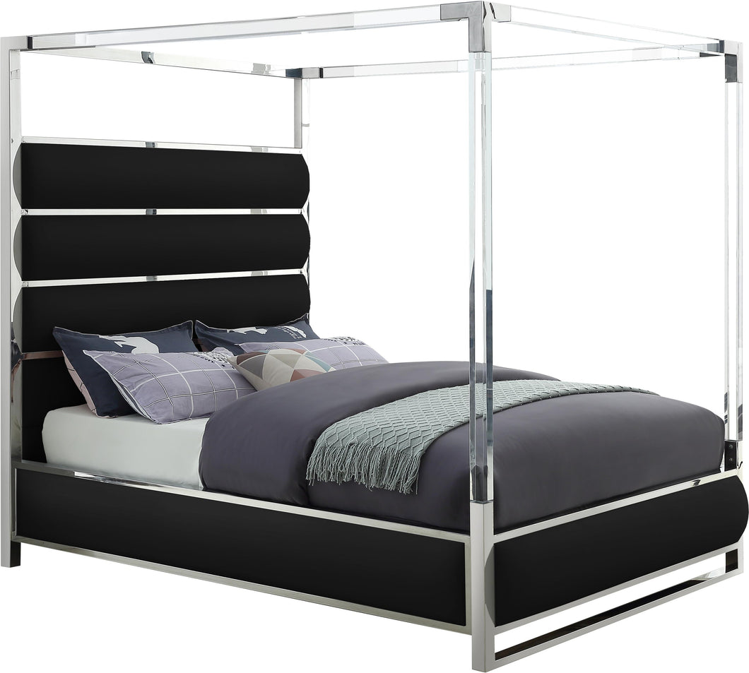 Encore Black Faux Leather King Bed (4 Boxes)