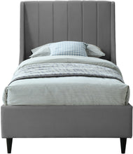 Load image into Gallery viewer, Eva Grey Velvet Twin Bed