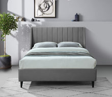 Load image into Gallery viewer, Eva Grey Velvet Queen Bed