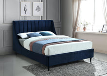 Load image into Gallery viewer, Eva Navy Velvet Queen Bed