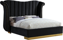 Load image into Gallery viewer, Flora Black Velvet Queen Bed (3 Boxes)