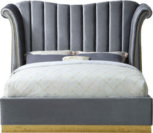Load image into Gallery viewer, Flora Grey Velvet King Bed (3 Boxes)