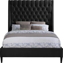 Load image into Gallery viewer, Fritz Black Velvet Queen Bed