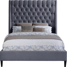 Load image into Gallery viewer, Fritz Grey Velvet King Bed