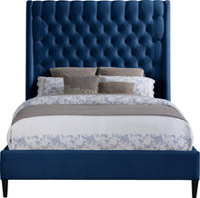 Load image into Gallery viewer, Fritz Navy Velvet Queen Bed