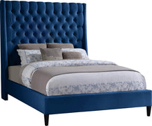 Load image into Gallery viewer, Fritz Navy Velvet Queen Bed