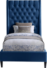 Load image into Gallery viewer, Fritz Navy Velvet Twin Bed