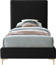 Load image into Gallery viewer, Geri Black Velvet Twin Bed