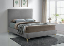 Load image into Gallery viewer, Geri Grey Velvet Queen Bed