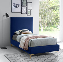 Load image into Gallery viewer, Geri Navy Velvet Twin Bed