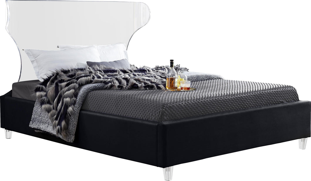 Ghost Black Velvet Queen Bed