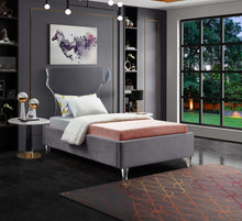 Load image into Gallery viewer, Ghost Grey Velvet Twin Bed