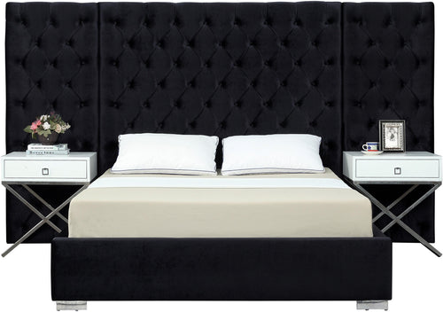 Grande Black Velvet King Bed (3 Boxes)