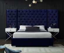 Load image into Gallery viewer, Grande Navy Velvet Queen Bed (3 Boxes)