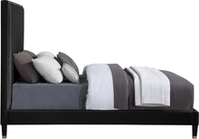Load image into Gallery viewer, Harlie Black Velvet Queen Bed