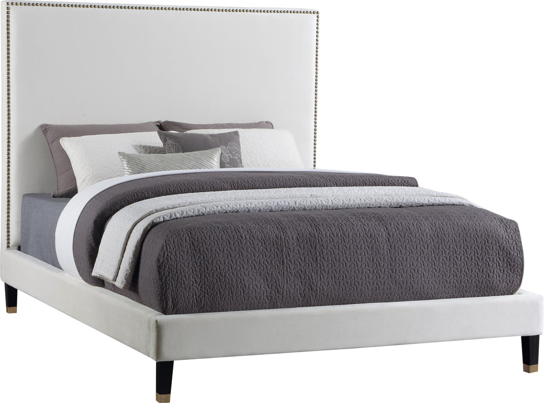 Harlie Cream Velvet King Bed