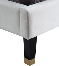 Load image into Gallery viewer, Harlie Cream Velvet Queen Bed