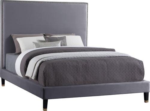 Harlie Grey Velvet King Bed