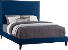 Load image into Gallery viewer, Harlie Navy Velvet Full Bed