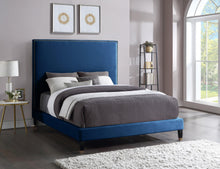 Load image into Gallery viewer, Harlie Navy Velvet Full Bed