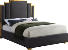 Load image into Gallery viewer, Hugo Grey Velvet Queen Bed