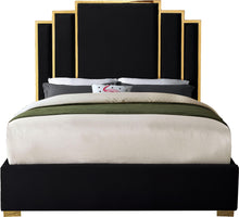 Load image into Gallery viewer, Hugo Black Velvet Queen Bed