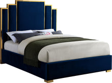 Load image into Gallery viewer, Hugo Navy Velvet King Bed