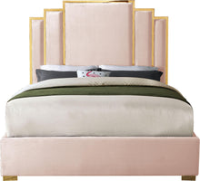 Load image into Gallery viewer, Hugo Pink Velvet Queen Bed