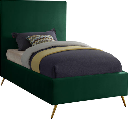 Jasmine Green Velvet Twin Bed