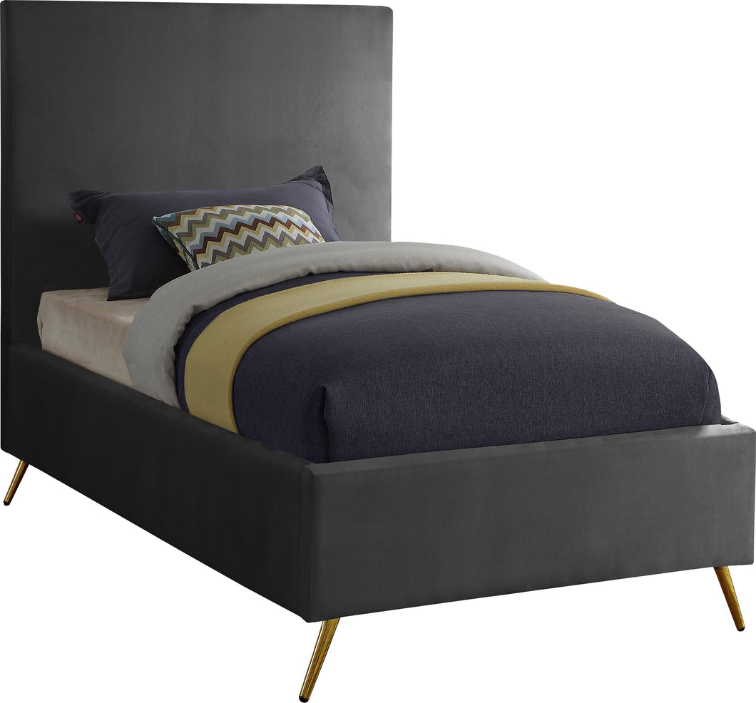 Jasmine Grey Velvet Twin Bed