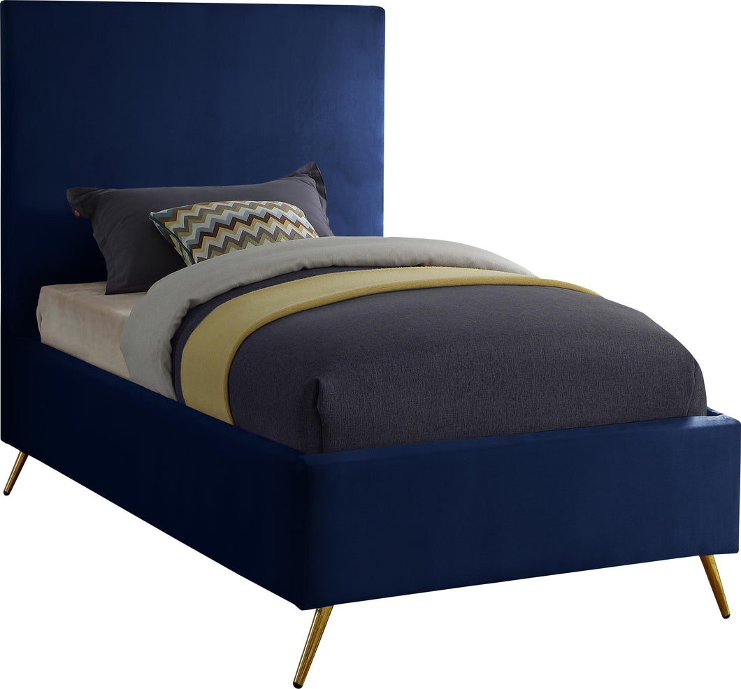 Jasmine Navy Velvet Twin Bed