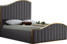 Load image into Gallery viewer, Jolie Grey Velvet King Bed (3 Boxes)