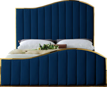 Load image into Gallery viewer, Jolie Navy Velvet Queen Bed (3 Boxes)