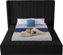 Load image into Gallery viewer, Kiki Black Velvet Queen Bed (3 Boxes)