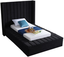 Load image into Gallery viewer, Kiki Black Velvet Twin Bed (3 Boxes)