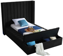 Load image into Gallery viewer, Kiki Black Velvet Twin Bed (3 Boxes)