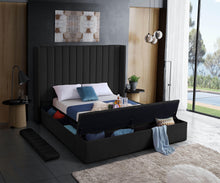 Load image into Gallery viewer, Kiki Black Velvet Queen Bed (3 Boxes)