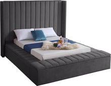 Load image into Gallery viewer, Kiki Grey Velvet Queen Bed (3 Boxes)