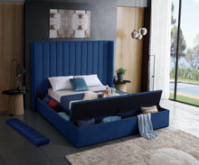 Load image into Gallery viewer, Kiki Navy Velvet King Bed (3 Boxes)